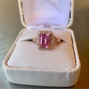 Rose Gold Pink Tourmaline and Diamond Ring